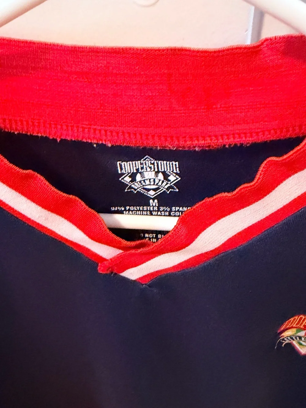 Cooperstown Navy Short Sleeve Kids Jersey with Red Trim